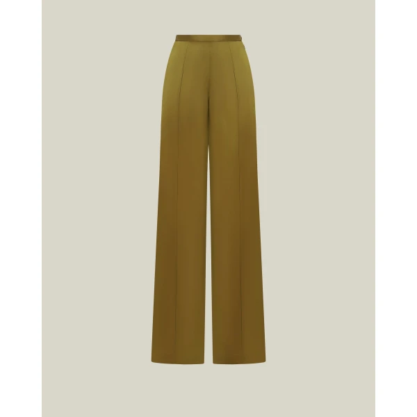 Taller Marmo Marlene Satin Pants in Antique Bronze | Wide leg pants | Coveti