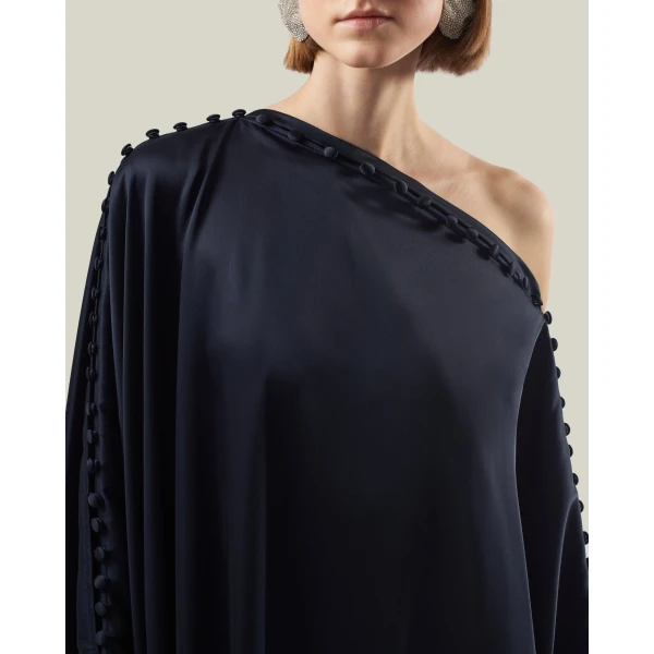 Taller Marmo Mila Satin Kaftan in Midnight Blue | kaftan | Coveti