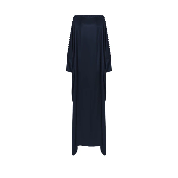 Mila Satin Kaftan in Midnight Blue