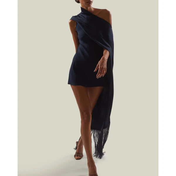 Taller Marmo Mini Berenson Dress in Midnight Blue | Mini Dresses | Coveti