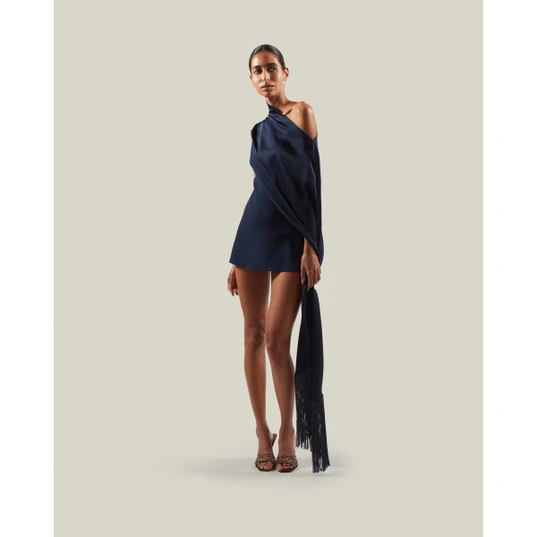 Taller Marmo Mini Berenson Dress in Midnight Blue | Mini Dresses | Coveti