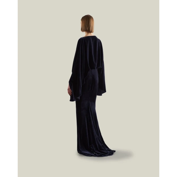 Taller Marmo Musidora Gown in Midnight Blue | Evening Gowns | Coveti