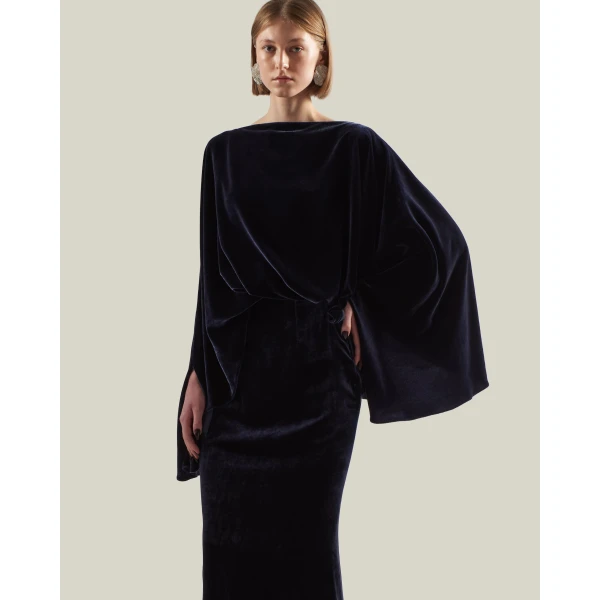 Taller Marmo Musidora Gown in Midnight Blue | Evening Gowns | Coveti