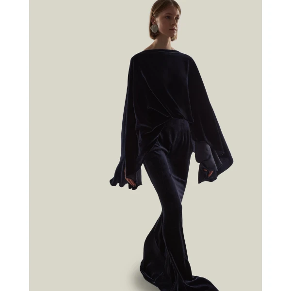 Taller Marmo Musidora Gown in Midnight Blue | Evening Gowns | Coveti