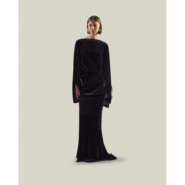 Taller Marmo Musidora Gown in Midnight Blue | Evening Gowns | Coveti