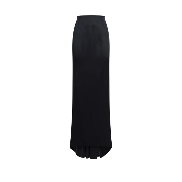 Silver Screen Satin Skirt in Midnight Blue