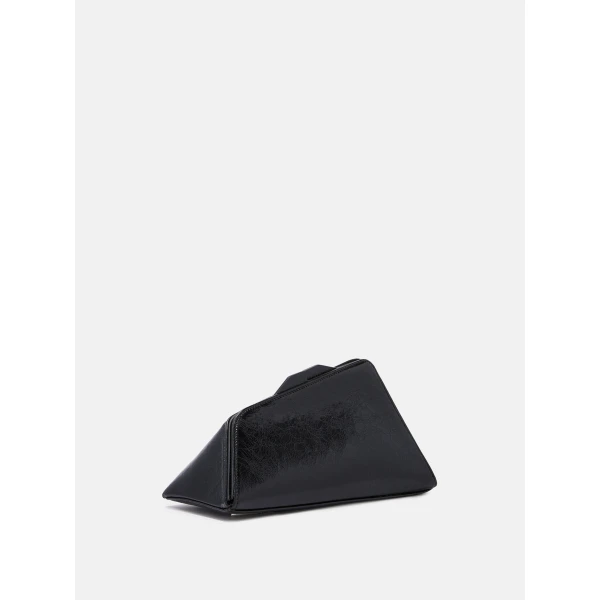The Attico 8.30PM Oversized Clutch in Black Crackled Leather | Clutch Bags | Coveti