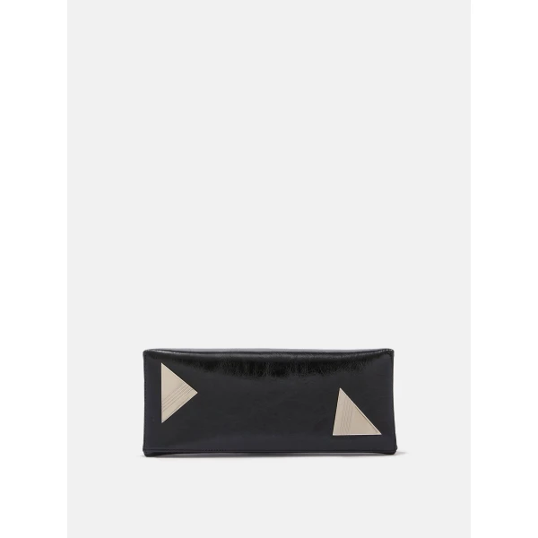 The Attico 8.30PM Oversized Clutch in Black Crackled Leather | Clutch Bags | Coveti