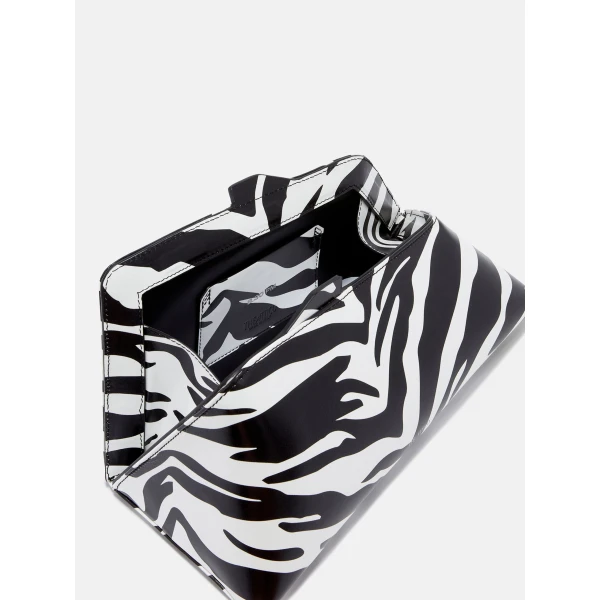 The Attico 8.30PM Oversized Clutch in Black and White | Clutch Bags | Coveti