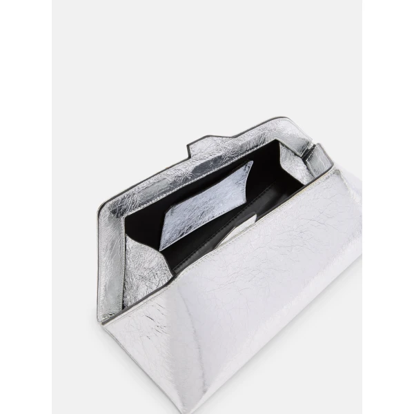 The Attico 8.30PM Oversized Clutch in Silver | Clutch Bags | Coveti