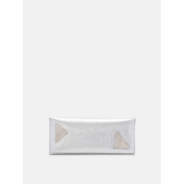 The Attico 8.30PM Oversized Clutch in Silver | Clutch Bags | Coveti