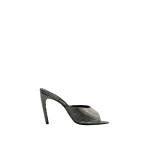 The Attico Betta Crystal Mules in Grey Satin | Mules | Coveti