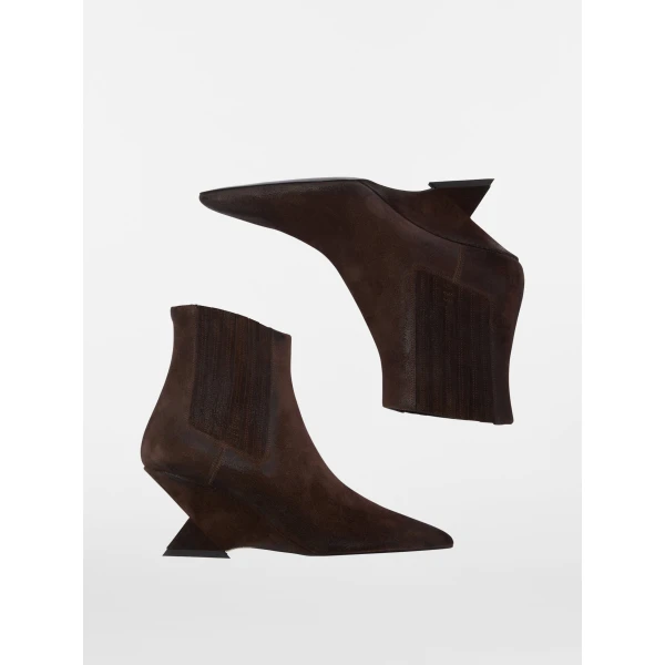 The Attico Cheope Ankle Boots in Dark Brown | Boots | Coveti