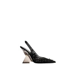 The Attico Cheope Slingback Pumps in Black Soutache Tulle | Heels | Coveti