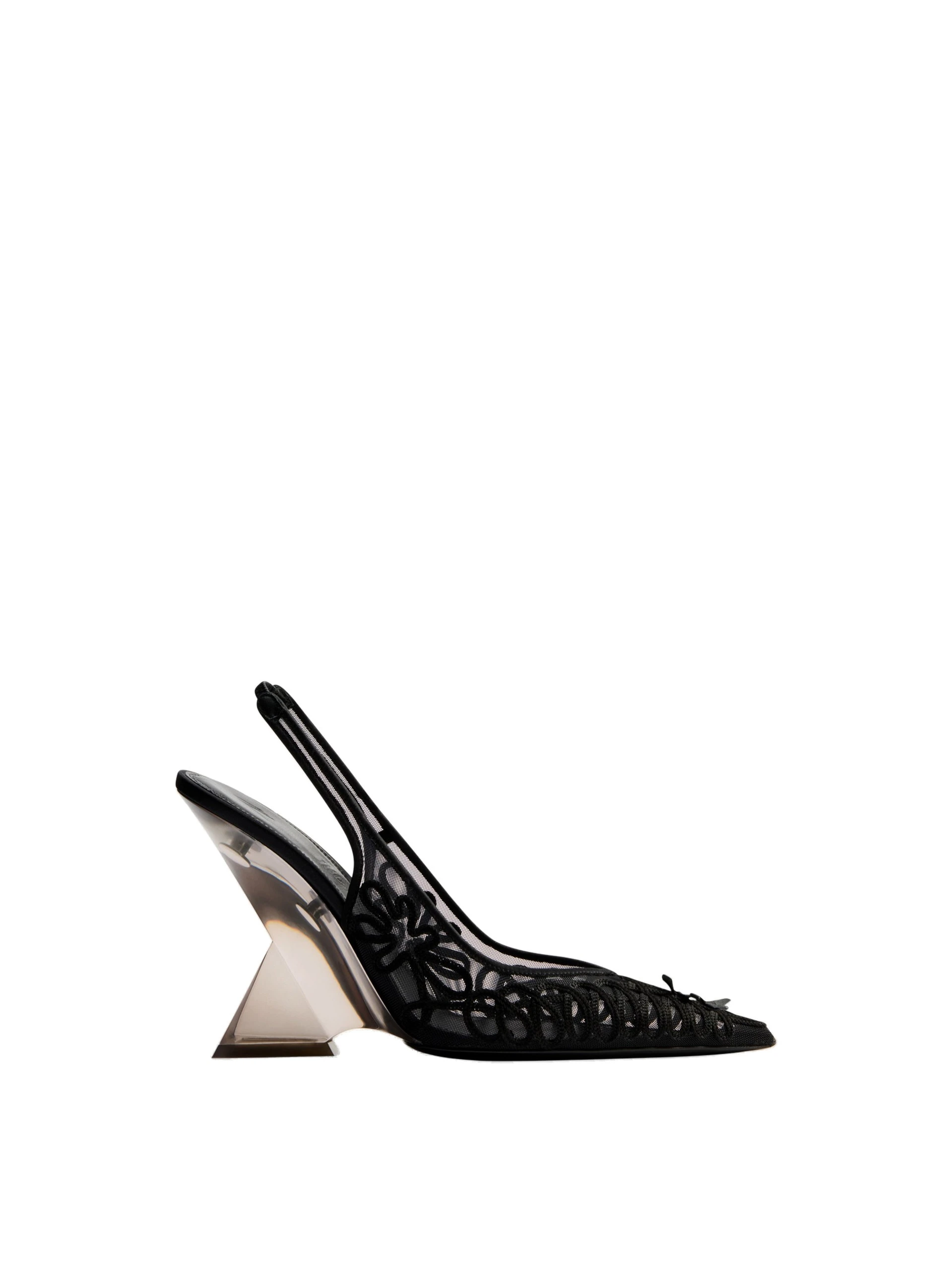 The Attico Cheope Slingback Pumps in Black Soutache Tulle The Attico Cheope Slingback Pumps in Black Soutache Tulle | Heels | Coveti