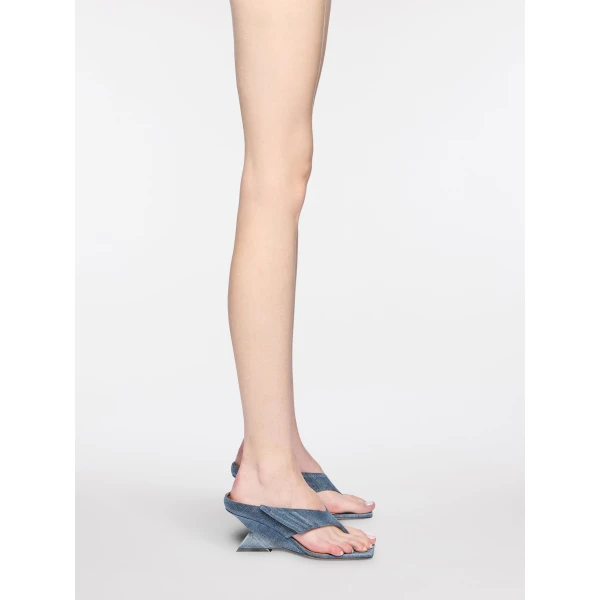 The Attico Cheope Thong Sandals in Blue Denim | Sandals | Coveti