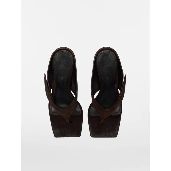 The Attico Cheope Thong Sandals in Dark Brown | Sandals | Coveti