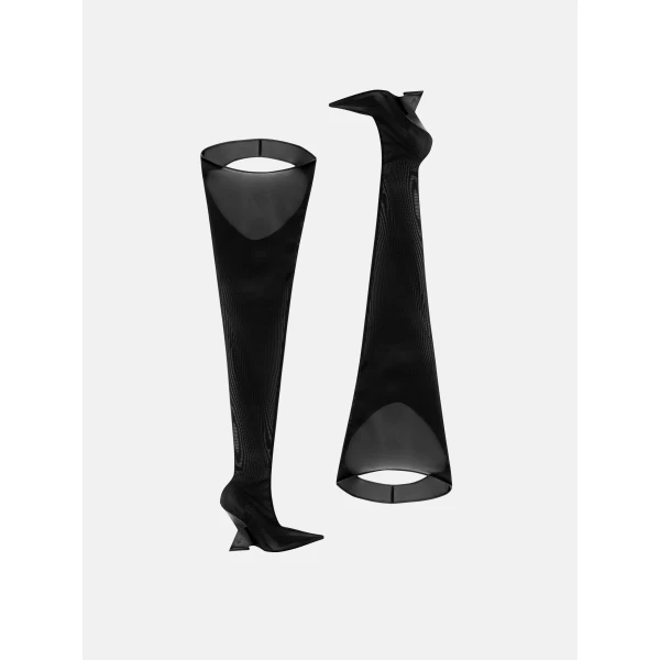 The Attico Cheopissima Thigh-High Boots in Black | Boots | Coveti