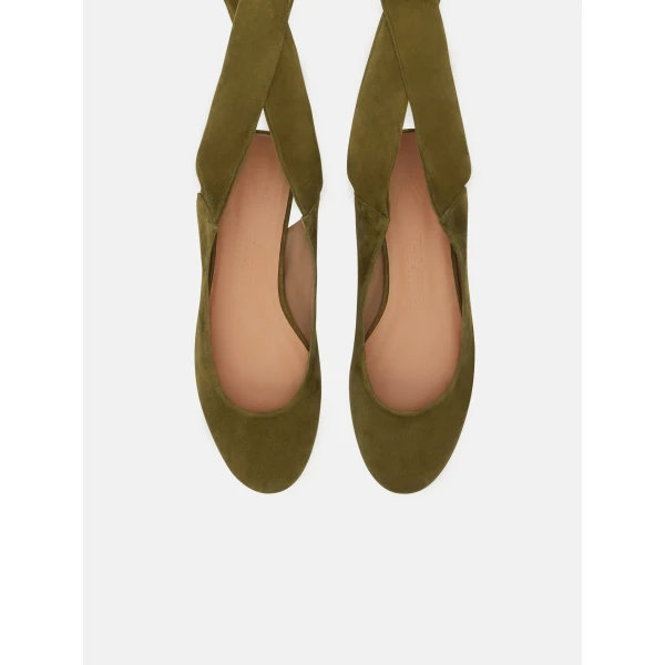The Attico Cloe Ballerina Flats in Military Green | Flats | Coveti
