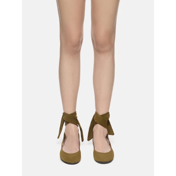 The Attico Cloe Ballerina Flats in Military Green | Flats | Coveti