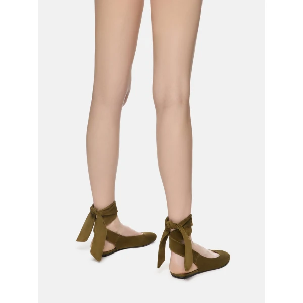 The Attico Cloe Ballerina Flats in Military Green | Flats | Coveti