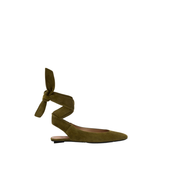 The Attico Cloe Ballerina Flats in Military Green | Flats | Coveti