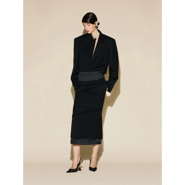 The Attico Cropped Wool Blazer in Black | Blazers | Coveti