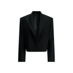 The Attico Cropped Wool Blazer in Black | Blazers | Coveti