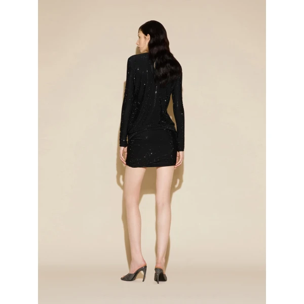 The Attico Crystal Knot Mini Dress in Black | Mini Dresses | Coveti