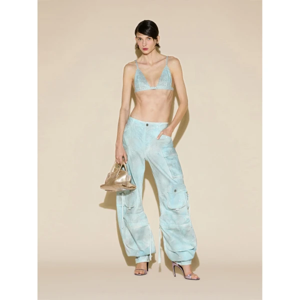 The Attico Crystal Triangle Bra Top in Degrade Ice | Cropped Top | Coveti