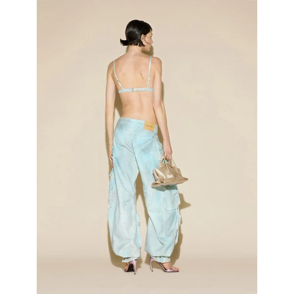The Attico Crystal Triangle Bra Top in Degrade Ice | Cropped Top | Coveti