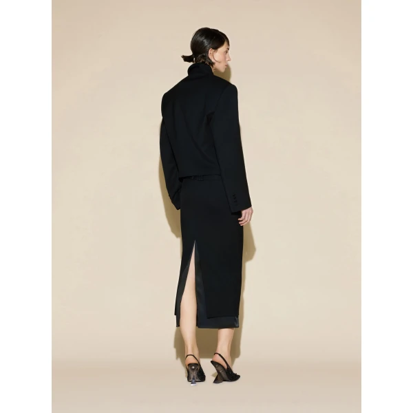 The Attico Cummerbund Wool Maxi Skirt in Black | Maxi Skirts | Coveti