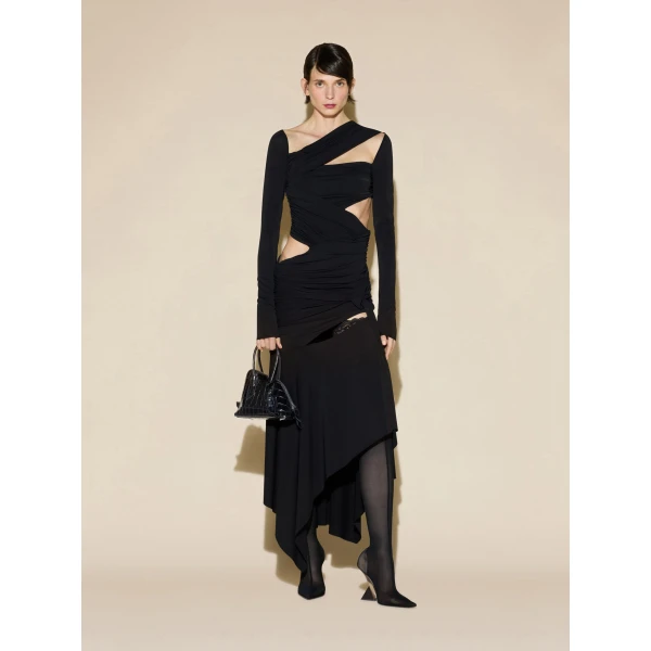 The Attico Cutout Crepe Jersey Maxi Dress in Black | Maxi Dresses | Coveti