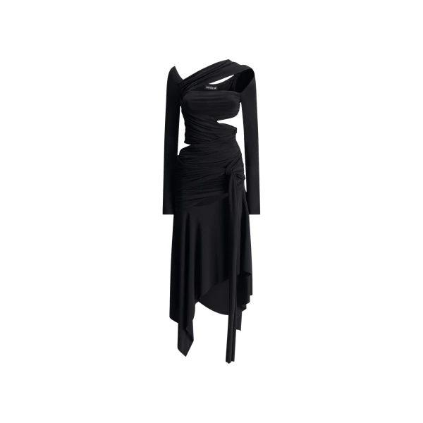 Cutout Crepe Jersey Maxi Dress in Black