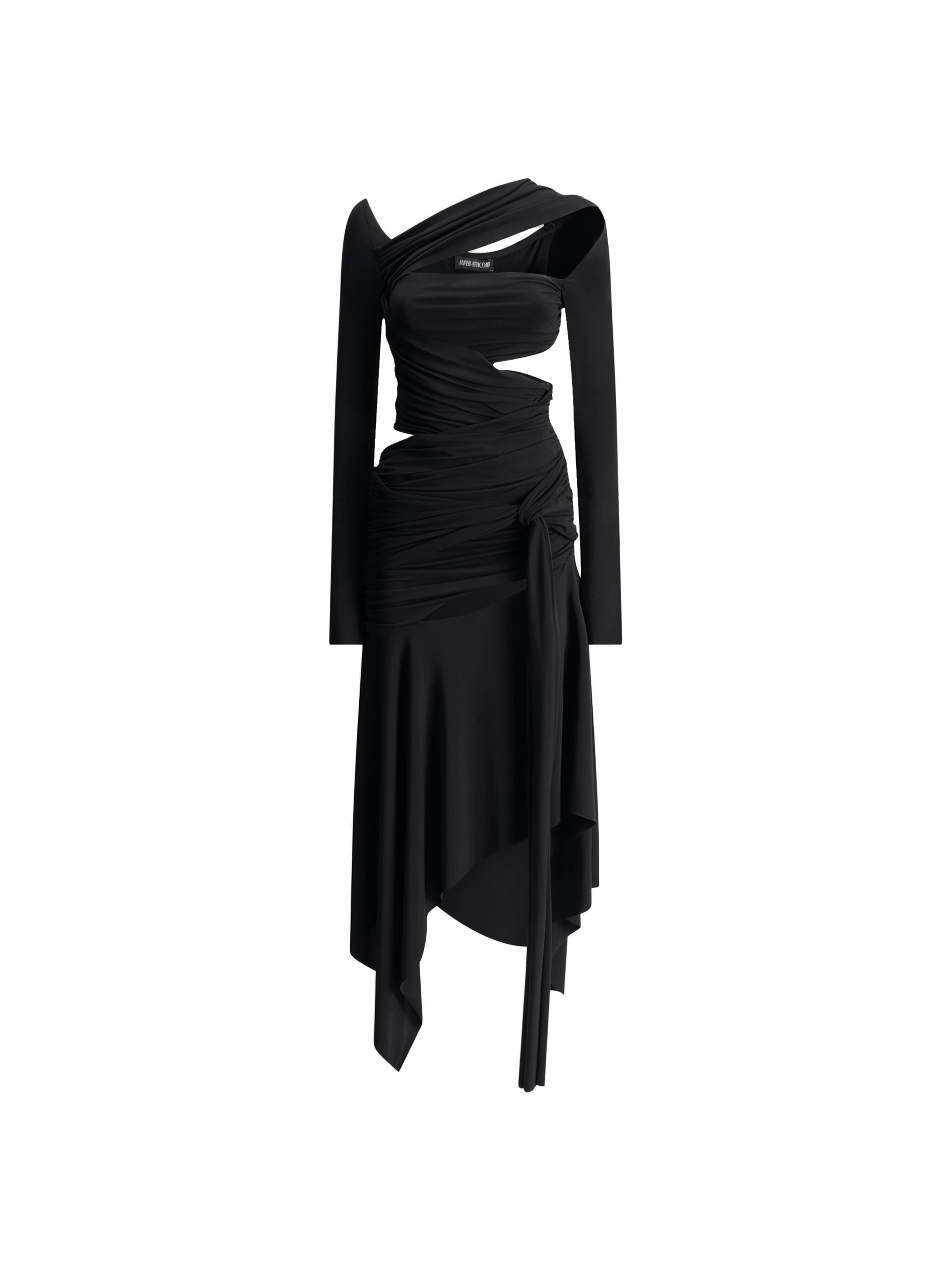 The Attico Cutout Crepe Jersey Maxi Dress in Black The Attico Cutout Crepe Jersey Maxi Dress in Black | Maxi Dresses | Coveti