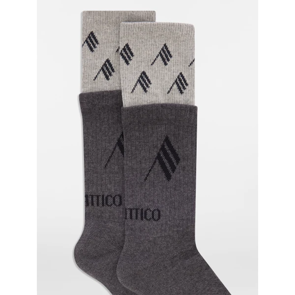 The Attico Double Socks in Black and Grey | Accessories | Coveti