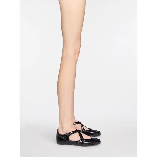The Attico Floor 01 Ballerina Flats in Black Brushed Leather | Flats | Coveti