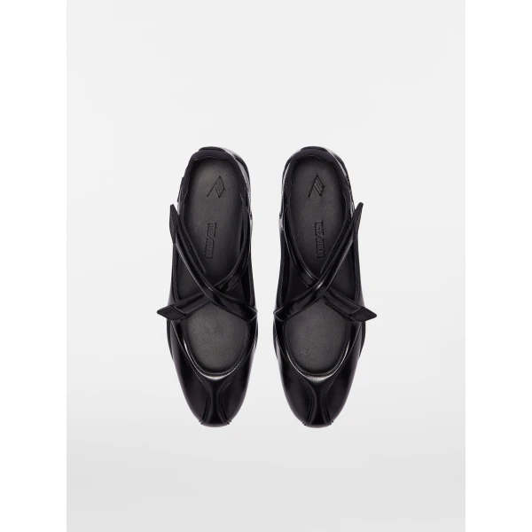 The Attico Floor 01 Ballerina Flats in Black Brushed Leather | Flats | Coveti