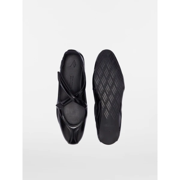 The Attico Floor 01 Ballerina Flats in Black Brushed Leather | Flats | Coveti