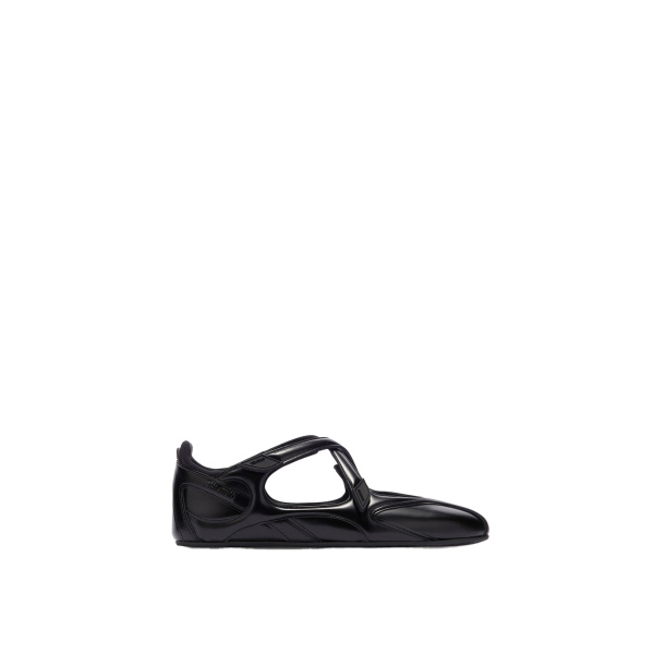 The Attico Floor 01 Ballerina Flats in Black Brushed Leather | Flats | Coveti