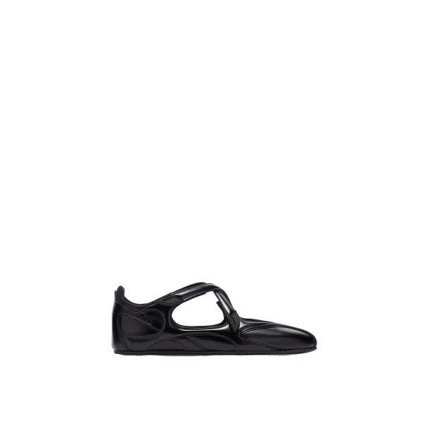 The Attico Floor 01 Ballerina Flats in Black Brushed Leather | Flats | Coveti