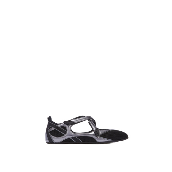 The Attico Floor 01 Ballerina Flats in Black and Metallic | Flats | Coveti