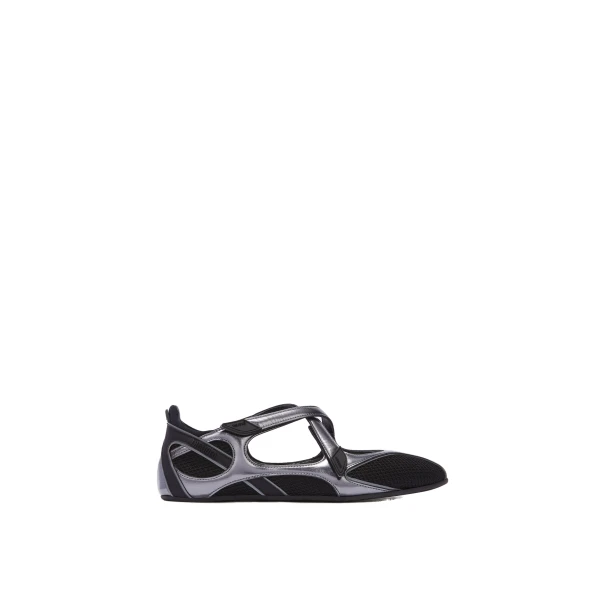 The Attico Floor 01 Ballerina Flats in Black and Metallic | Flats | Coveti