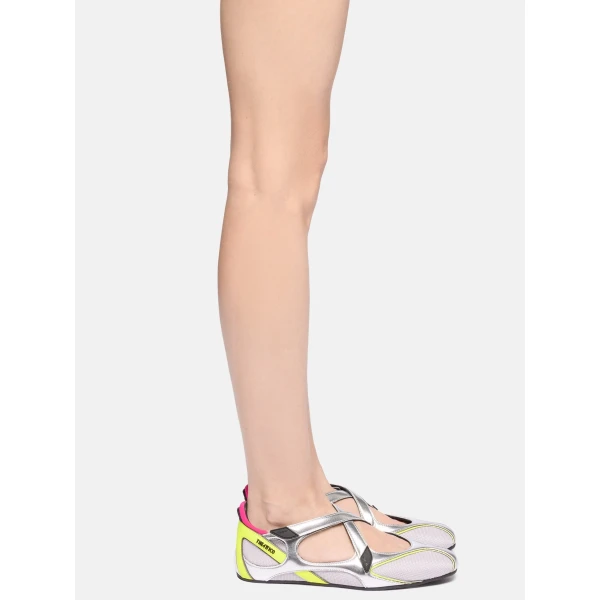 The Attico Floor 01 Ballerina Flats in Holographic Silver | Flats | Coveti