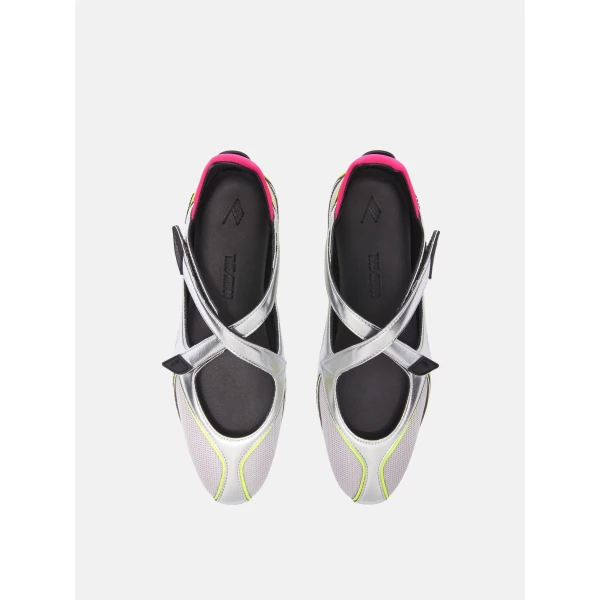 The Attico Floor 01 Ballerina Flats in Holographic Silver | Flats | Coveti