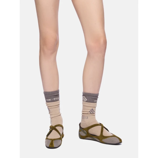 The Attico Floor 01 Ballerina Flats in Military Green | Flats | Coveti