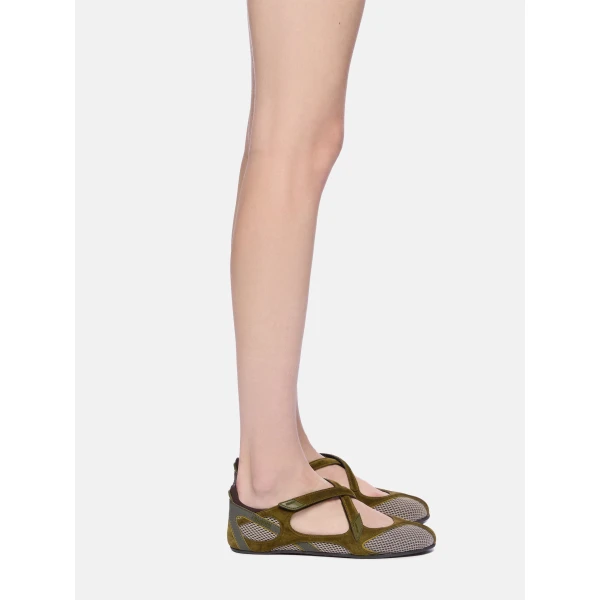 The Attico Floor 01 Ballerina Flats in Military Green | Flats | Coveti