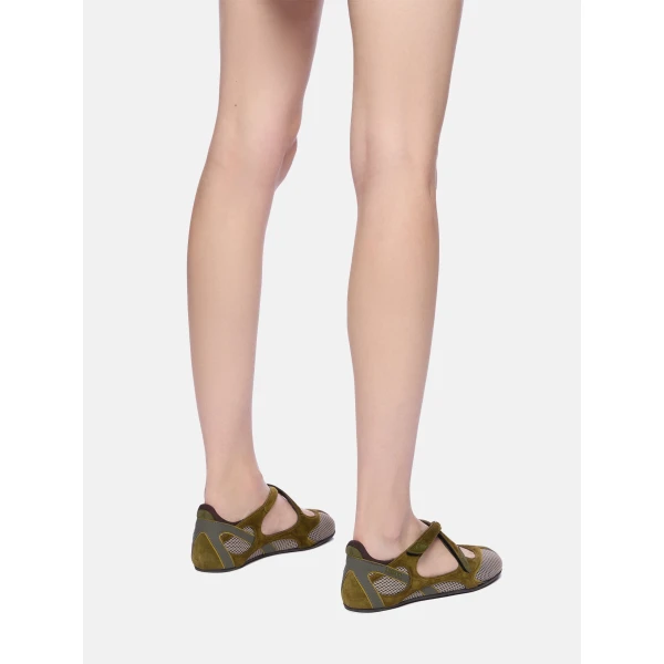 The Attico Floor 01 Ballerina Flats in Military Green | Flats | Coveti