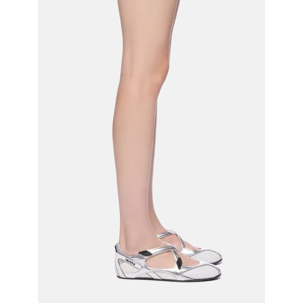 The Attico Floor 01 Ballerina Flats in Silver | Flats | Coveti