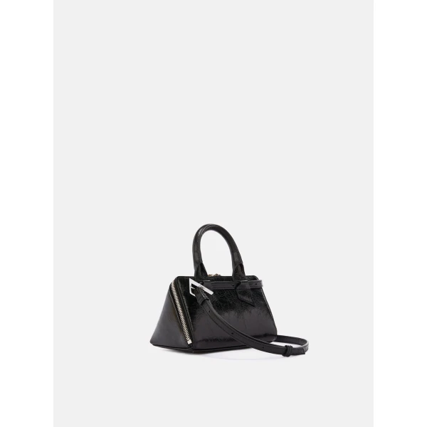 The Attico Friday Mini Bag in Black Crackled Leather | Mini Bags | Coveti